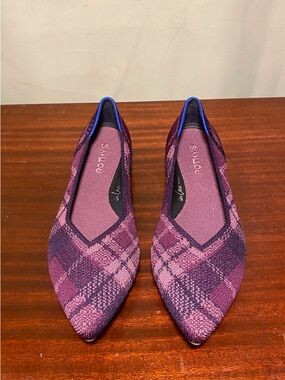 Rothy's  The Point II Purple Plaid Slip-On Pointed Toe Ballet Flats Women’s 10